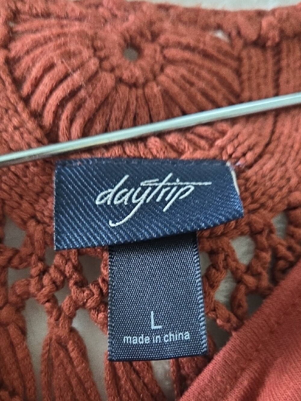 Daytrip Burnt Orange Crochet-Back Shell - Picture 2 of 4